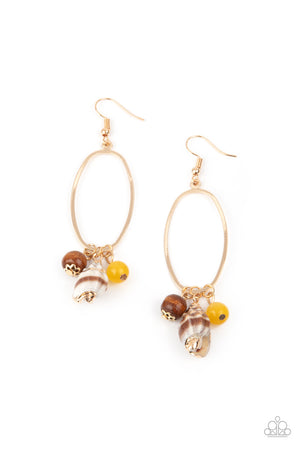 Paparazzi - Golden Grotto - Yellow Earrings