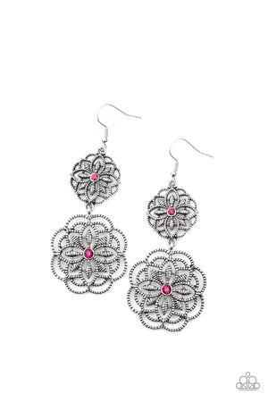 Paparazzi - Mandala Mecca - Pink Earrings