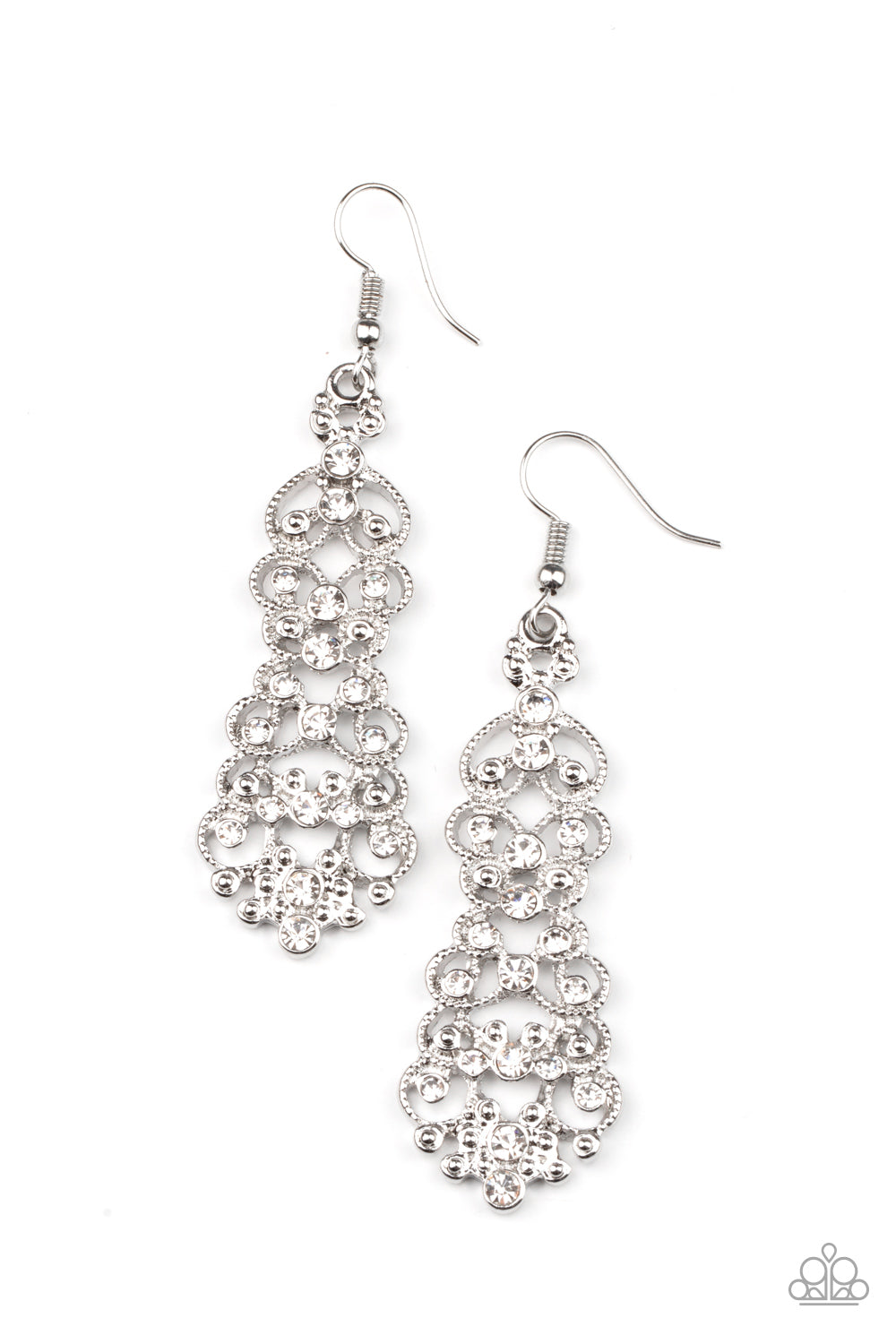 Paparazzi - Diva Decorum - White Earrings