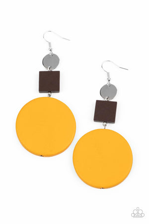 Paparazzi - Modern Materials - Yellow Earrings