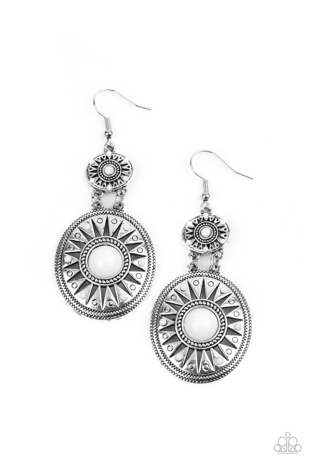 Paparazzi - Temple of The Sun - White Earrings