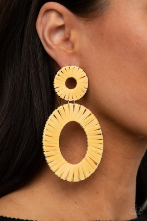 Paparazzi - Foxy Flamenco - Yellow Earrings