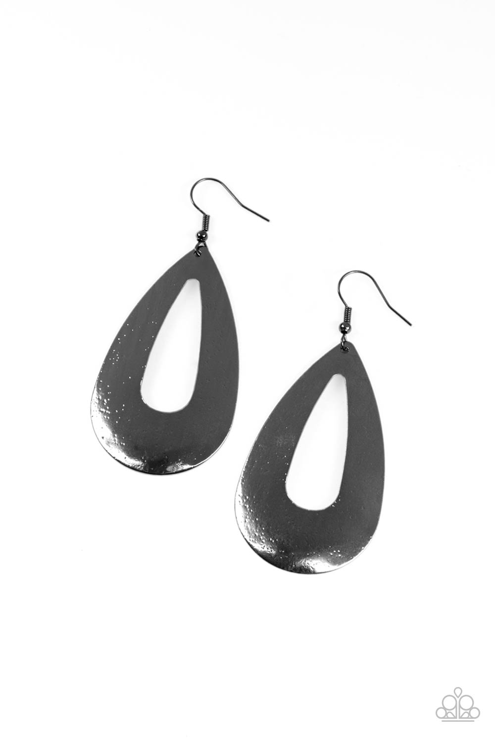 Paparazzi - Hand It OVAL! - Black Earrings