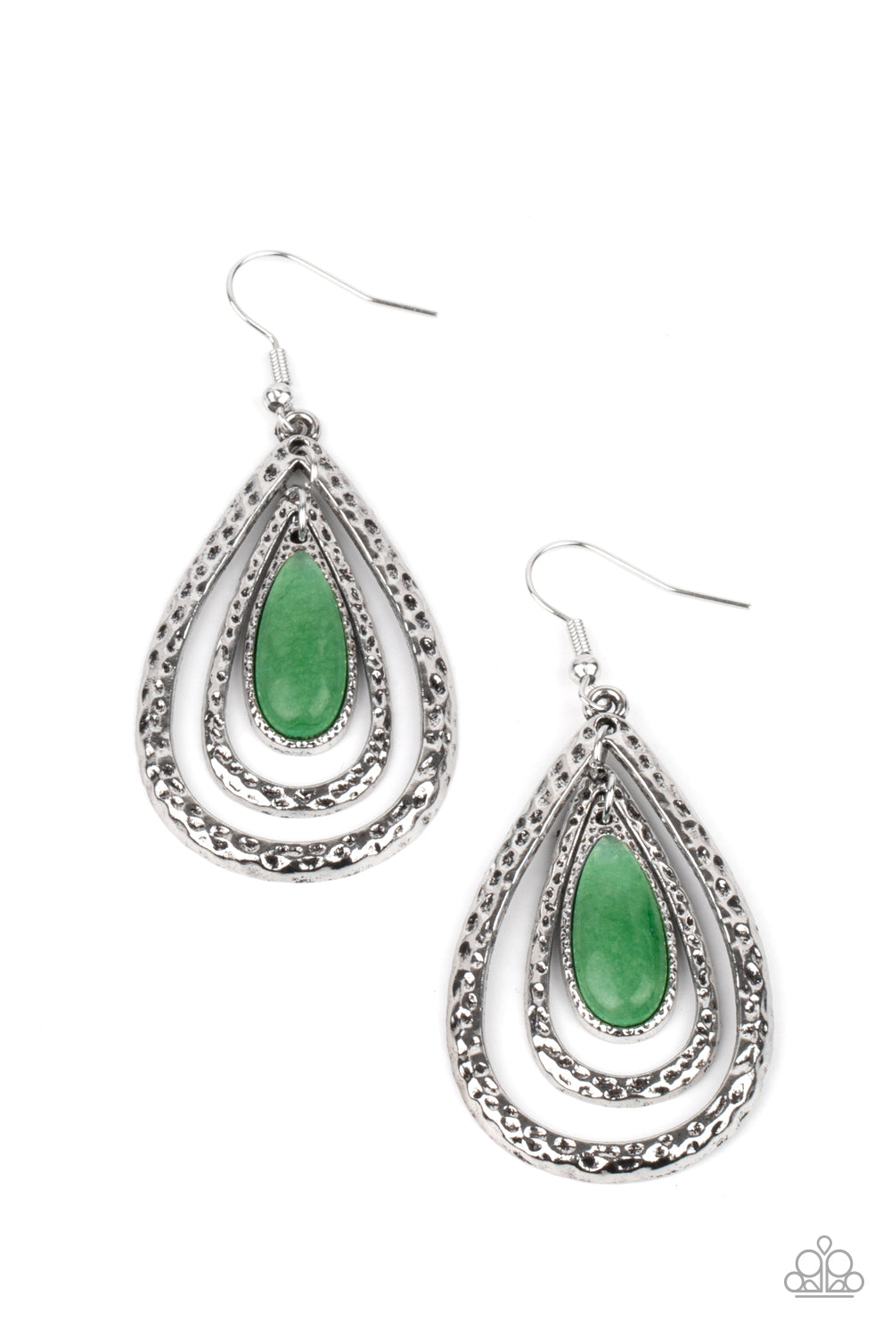 Paparazzi - Teardrop Torrent - Green Earrings