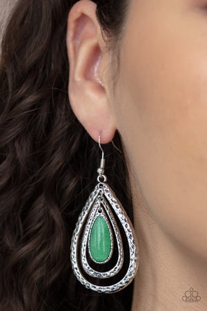 Paparazzi - Teardrop Torrent - Green Earrings