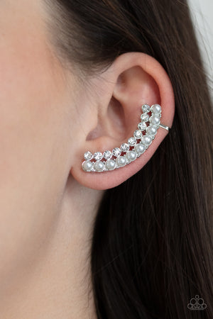 Paparazzi - Doubled Down On Dazzle - White Earrings