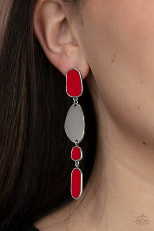 Paparazzi - Deco By Design - Red Earrings