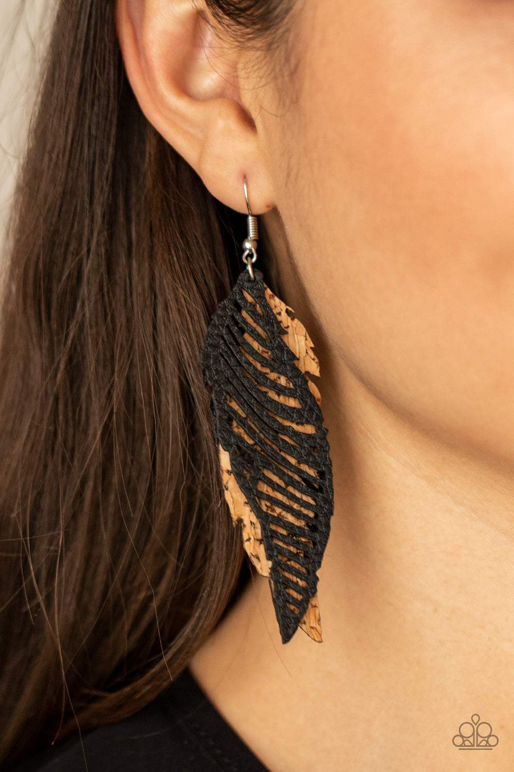 Paparazzi - WINGING Off The Hook - Black Earrings