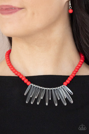 Paparazzi - Icy Intimidation - Red Necklace