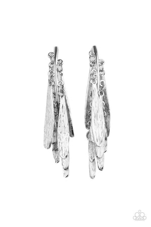 Paparazzi - Pursuing The Plumes - Silver Earrings