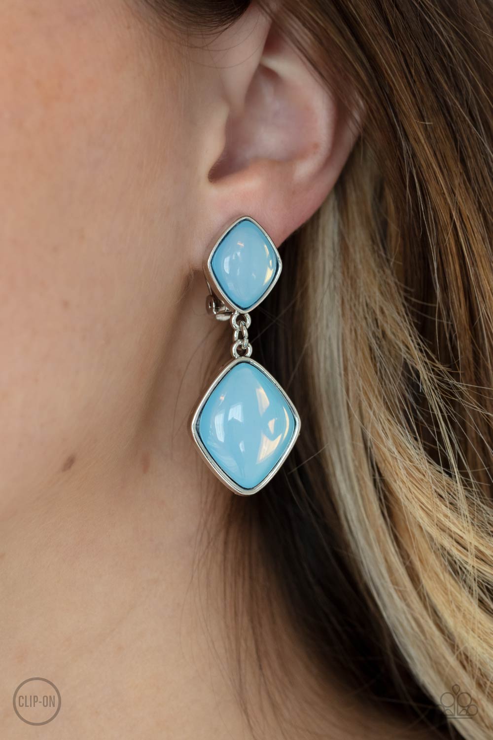 Paparazzi - Double Dipping Diamonds - Blue Earrings