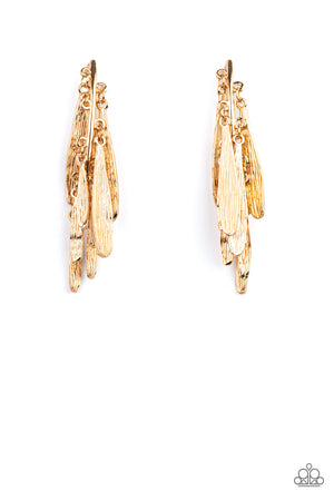 Paparazzi - Pursuing The Plumes - Gold Earrings