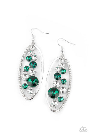 Paparazzi - Rock Candy Bubbly - Green Earrings