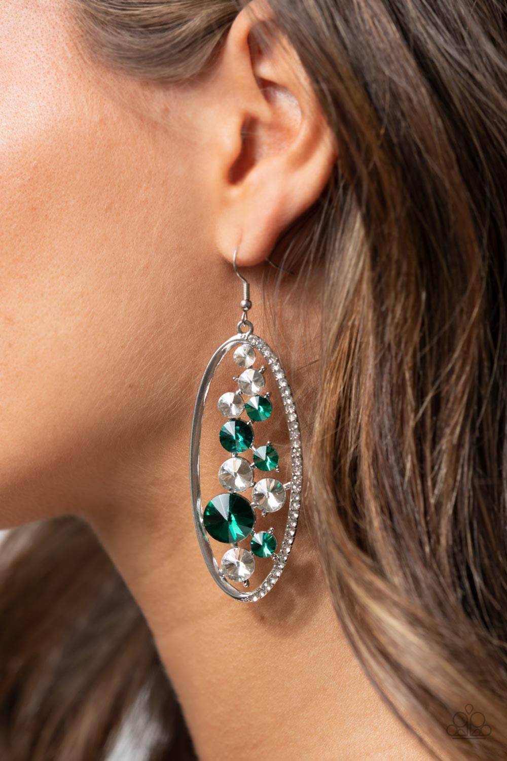 Paparazzi - Rock Candy Bubbly - Green Earrings