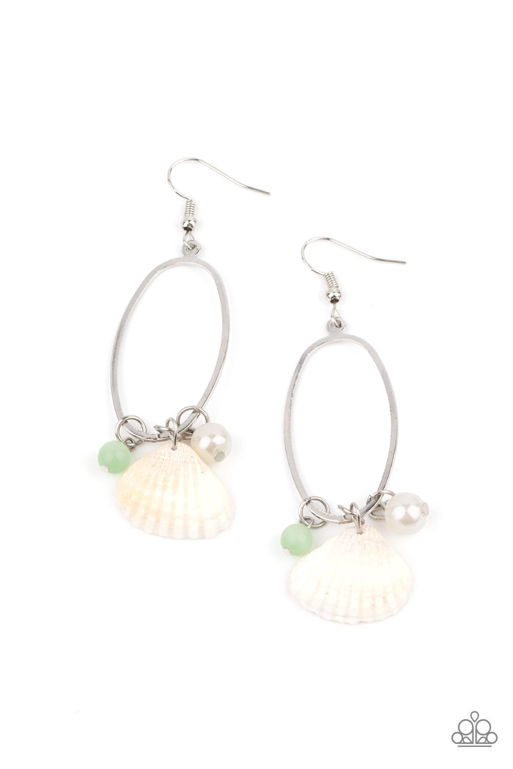 Paparazzi - This Too SHELL Pass - Green Earrings