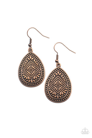Paparazzi - Mayan Mecca - Copper Earrings