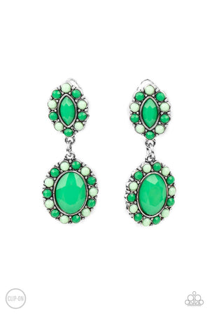Paparazzi - Positively Pamperd - Green Earrings