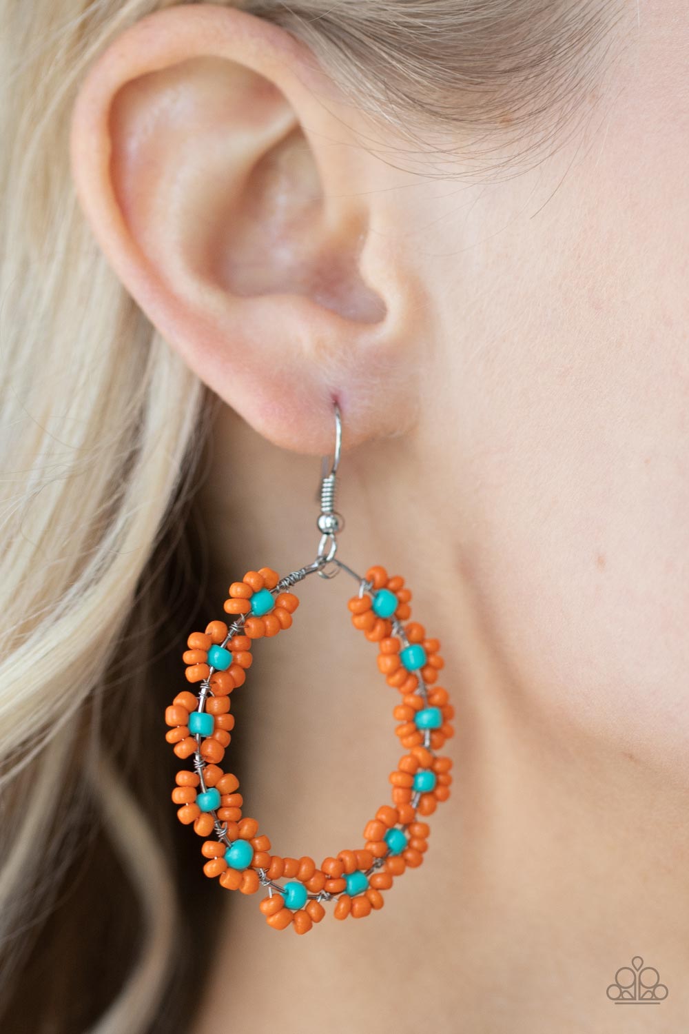 Paparazzi - Festively Flower Child - Orange Earrings