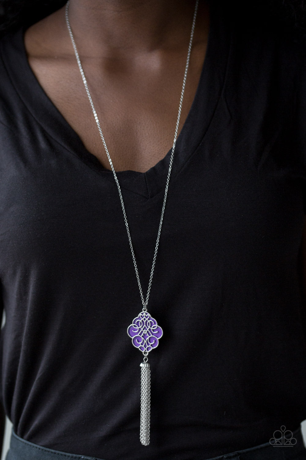 Paparazzi Accessories - Malibu Mandala - Purple & Silver Necklace