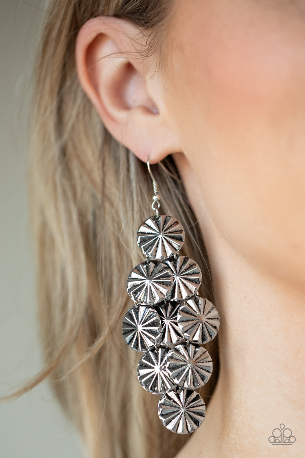 Paparazzi - Star Spangled Shine - Silver Earrings