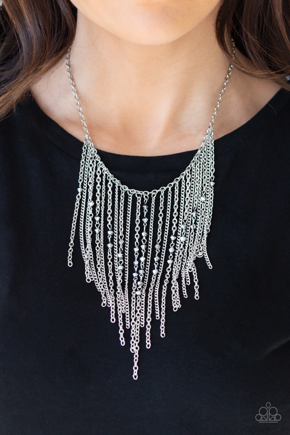 Paparazzi Accessories - First Class Fringe - Silver Necklace