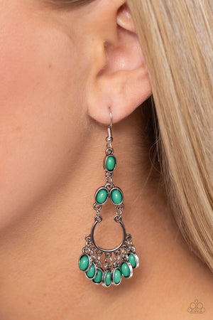 Paparazzi - Girly Girl Getup - Green Earrings