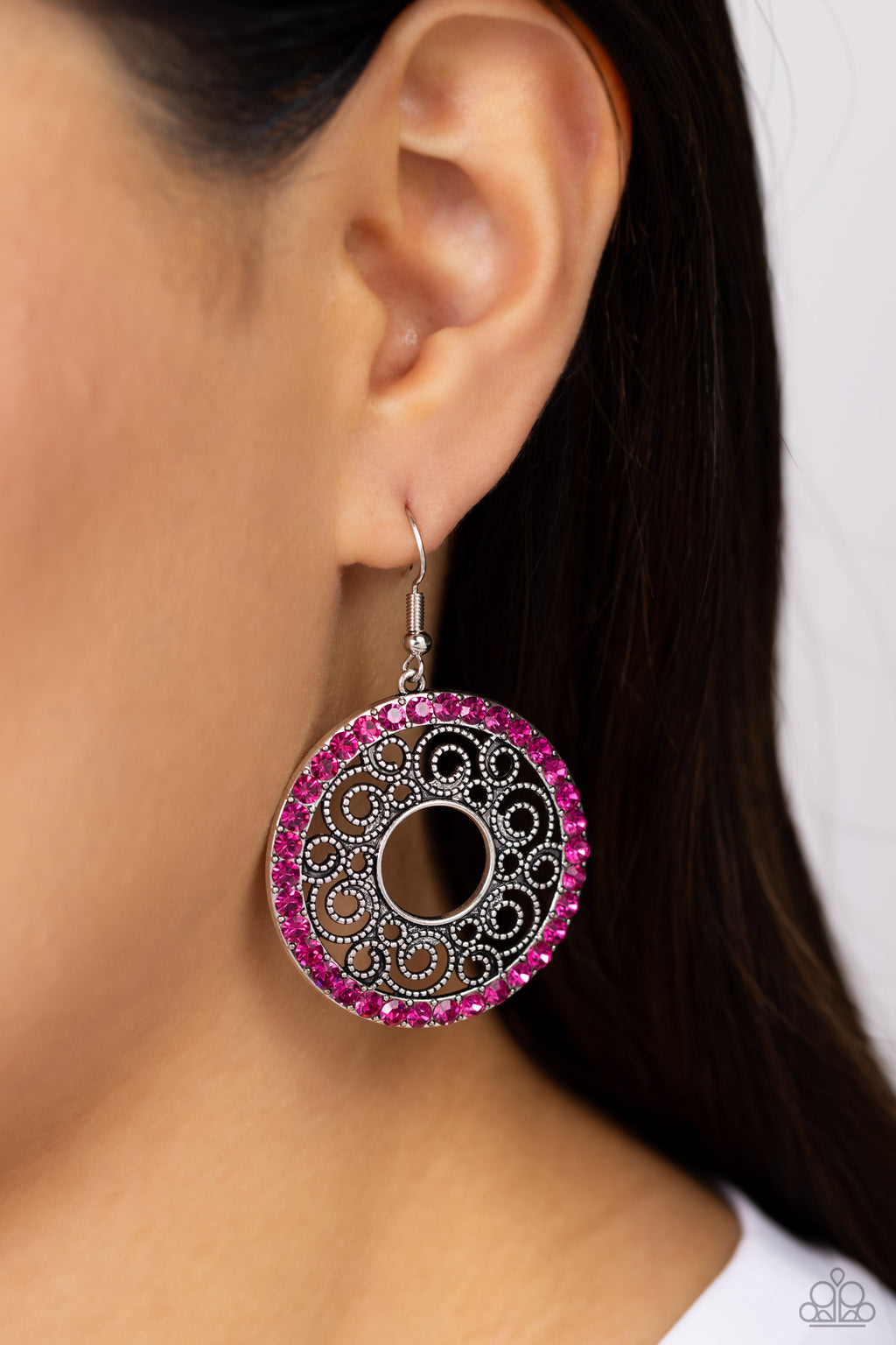 Paparazzi - Whirly Whirlpool - Pink Earrings