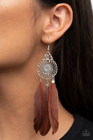 Pretty in PLUMES - Brown Earrings