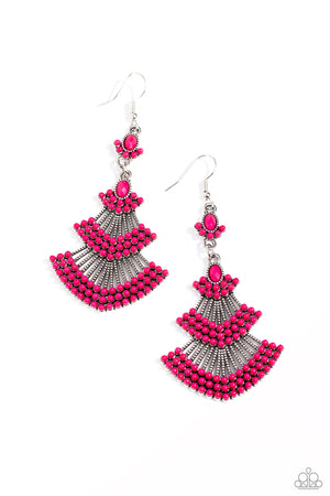 Paparazzi - Eastern Expression - Pink Earrings