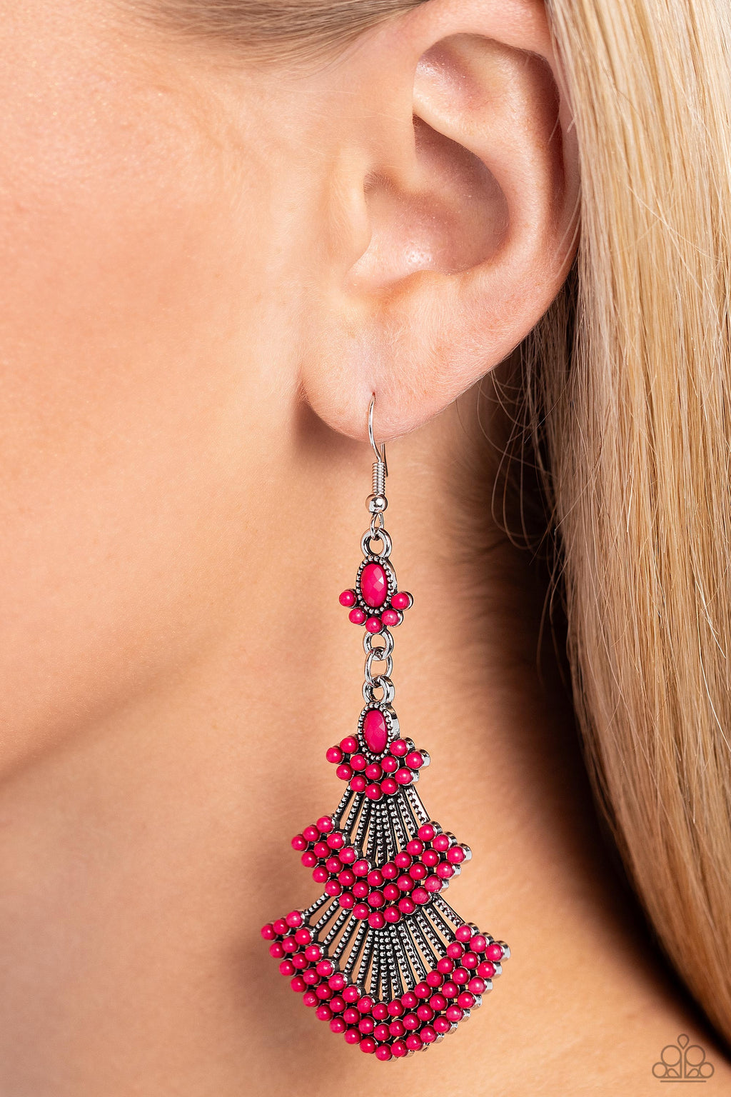 Paparazzi - Eastern Expression - Pink Earrings