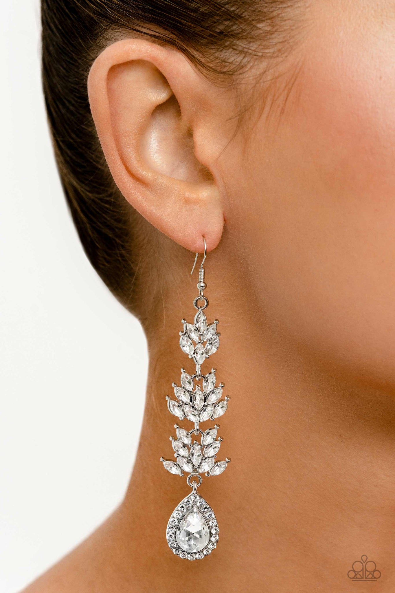 Paparazzi - Water Lily Whimsy - White Earrings