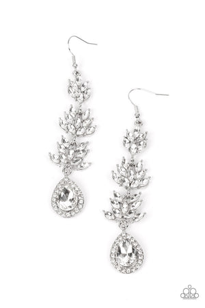 Paparazzi - Water Lily Whimsy - White Earrings