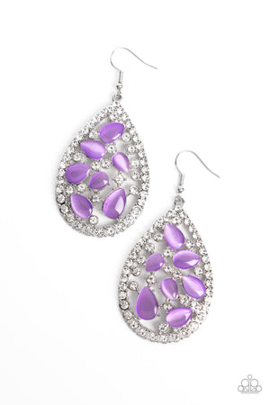 Paparazzi - Cats Eye Class - Purple Earrings