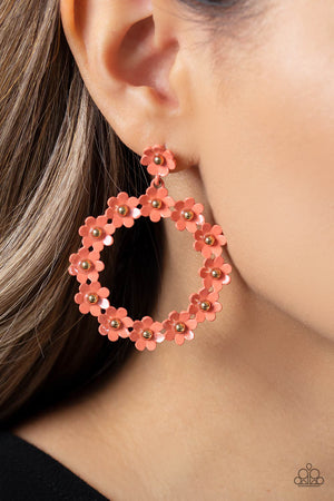 Paparazzi - Daisy Meadows - Orange Earrings