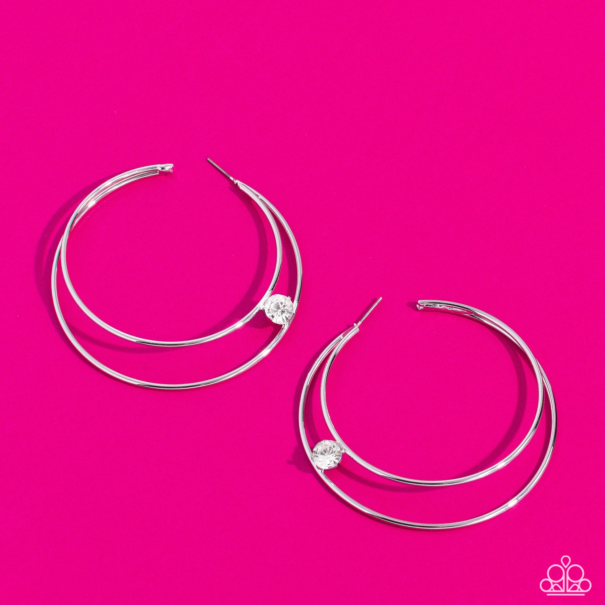 Paparazzi Accessories - Theater HOOP - White Earrings