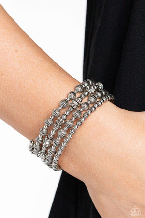 Paparazzi - Striped Stack - Silver Bracelet