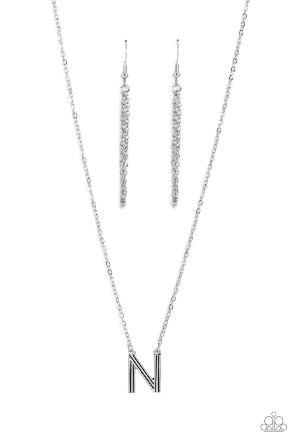 Paparazzi - Leave Your Initials - Silver - N Necklace