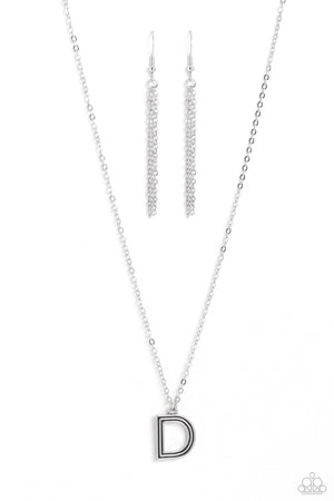 Paparazzi - Leave Your Initials - Silver - D Necklace