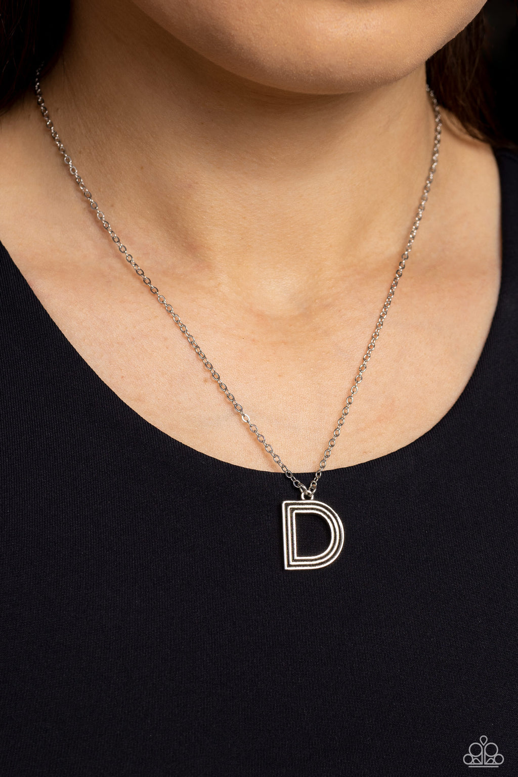 Paparazzi - Leave Your Initials - Silver - D Necklace