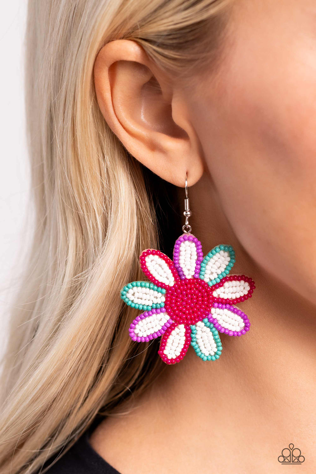 Paparazzi - Decorated Daisies - White Earrings