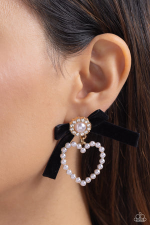 Paparazzi - BOW and Then - Gold Earrings