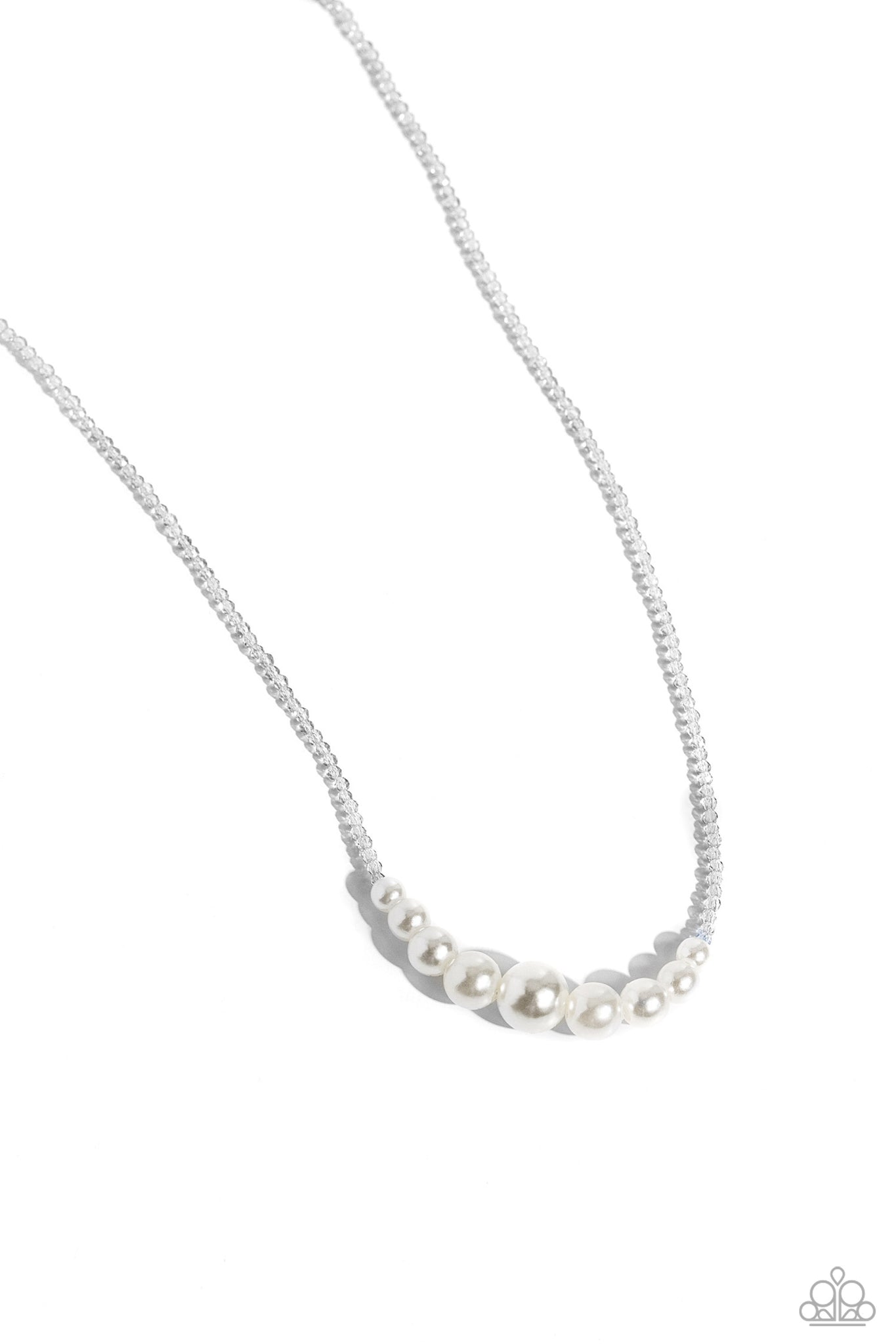 Paparazzi - White Collar Whimsy - Silver Necklace