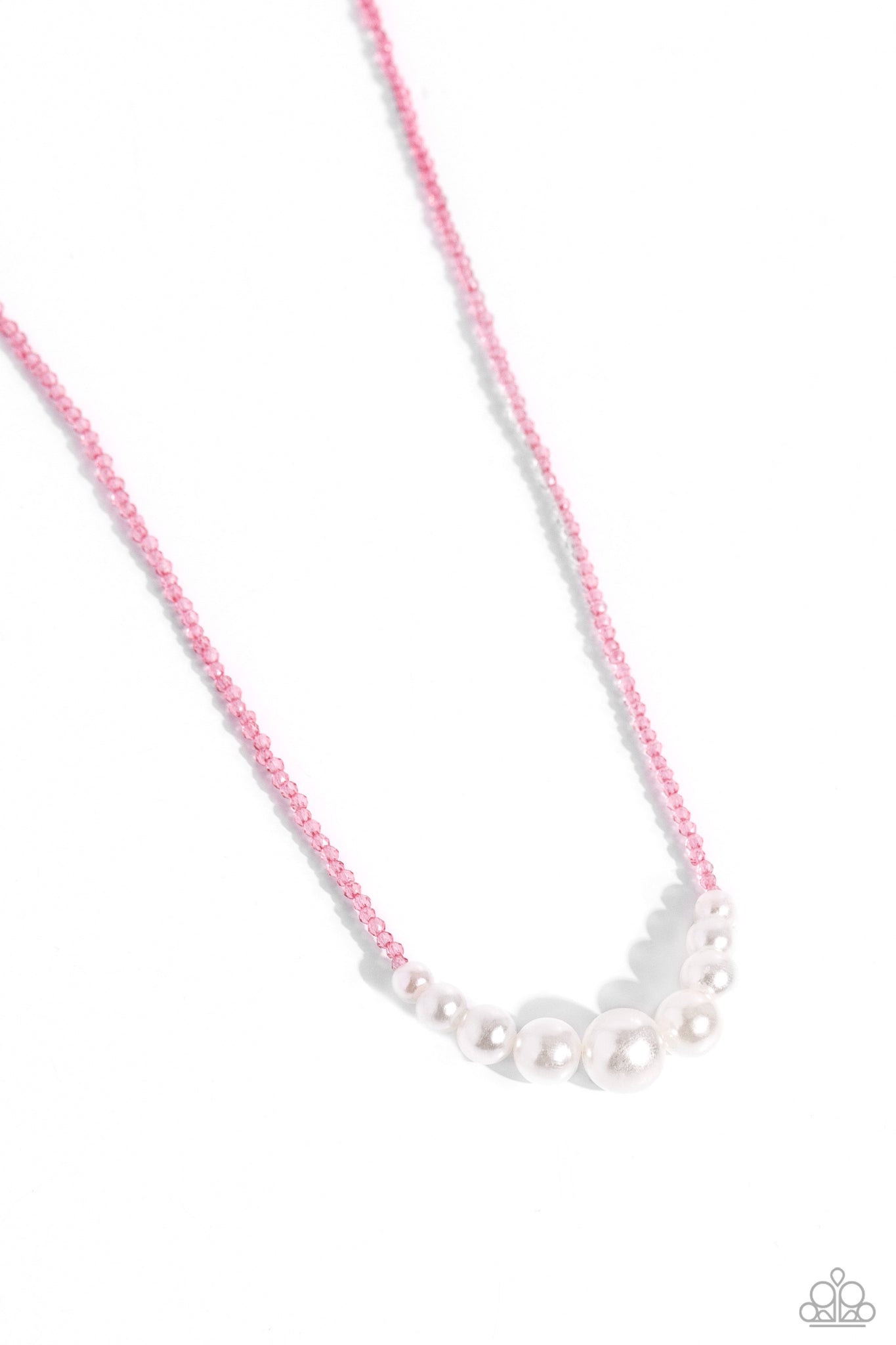 Paparazzi - White Collar Whimsy - Pink Necklace