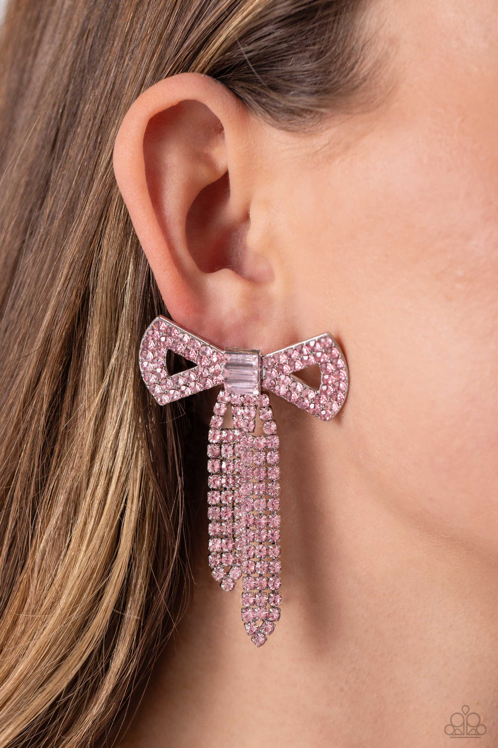 Paparazzi - Just BOW With It - Pink Earrings