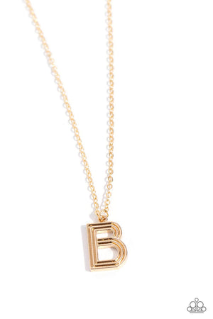 Paparazzi - Leave Your Initials - Gold - B Necklace