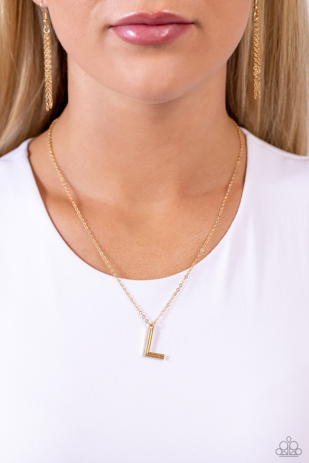 Paparazzi - Leave Your Initials - Gold - L Necklace