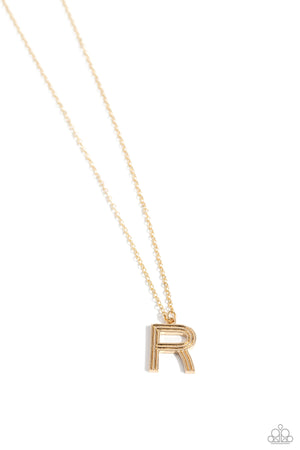 Paparazzi - Leave Your Initials - Gold - R Necklace