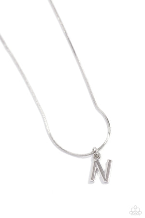 Paparazzi - Seize the Initial - Silver - N Necklace