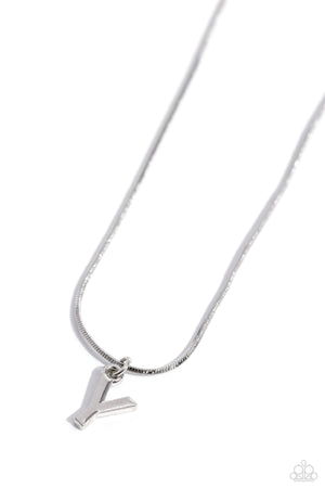 Paparazzi - Seize the Initial - Silver - Y Necklace