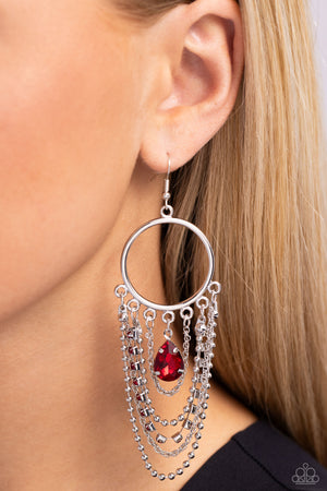 Paparazzi - Cascading Clash - Red Earrings